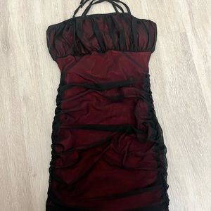Red scrunched dress